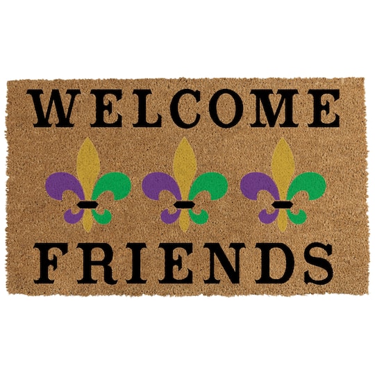 Mardi Gras Welcome Friends Coir Doormat